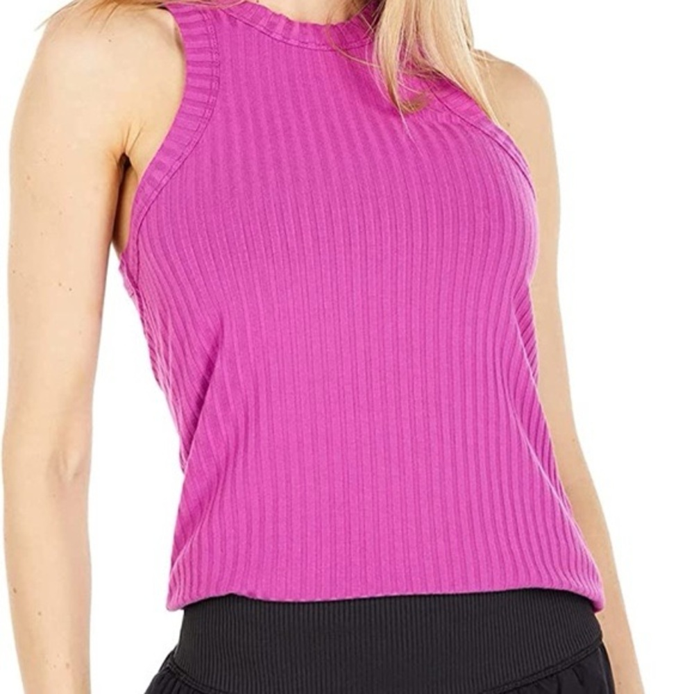 Free People Blissed Out Fitted Ribbed Tank In Cactus Flower Size Large NWOT